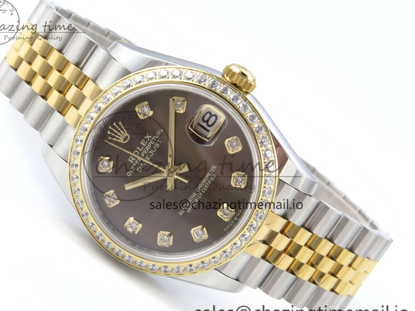 0515 DateJust 31 278383RBR ARF 1:1 Best Edition 904L Steel Brown Diamonds Dial Diamonds Bezel on SS YG Jubilee Bracelet ETA Snug 409